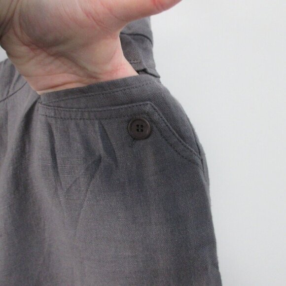 Eileen Fisher Linen Twill Pencil Mini Skirt L Gray Classic Preppy Casual 306 - Picture 8 of 12